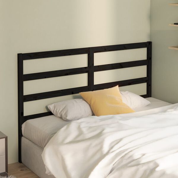 vidaXL Bed Headboard Black 166x4x100 cm Solid Wood Pine