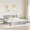 vidaXL Bed Frame with Drawer Concrete Grey 200 x 200 cm Engineer Wood