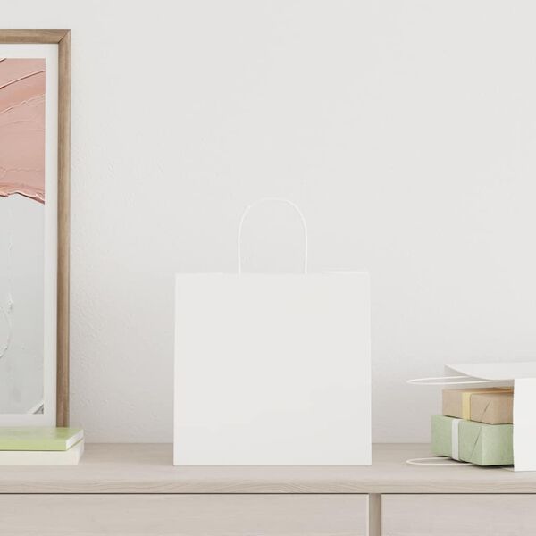vidaXL Paper Bags 250 pcs with Handles White 26x17x25 cm
