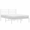 vidaXL Metal Bed Frame without Mattress with Headboard White 135x190cm