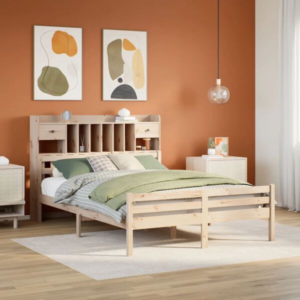 vidaXL Bookcase Bed without Mattress 140x190cm Solid Wood Pine