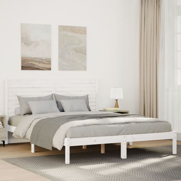vidaXL Extra Long Bed Frame without Mattress White 160x220 cm Solid Wood