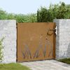 vidaXL Garden Gate 85x100 cm Corten Steel Grass Design