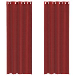 vidaXL Voile Curtains with Grommets 2 pcs Wine Red