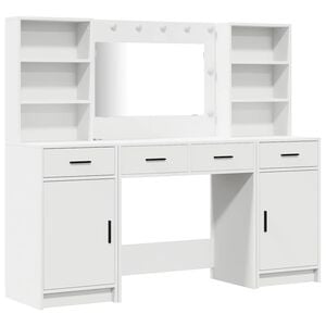 vidaXL Dressing Table Set with Drawer 3 pcs White Engineered Wood