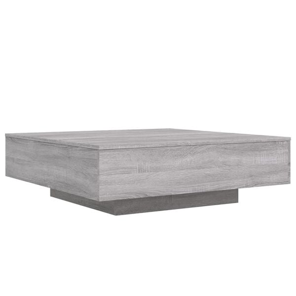 vidaXL Coffee Table with LED Lights Grey Sonoma 100x100x31 cm