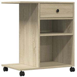 vidaXL Printer Stand with Wheels Sonoma Oak 60x40x68,5 cm