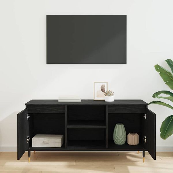 vidaXL TV Cabinet Black Oak 104 x 35 x 50 cm Engineered Wood