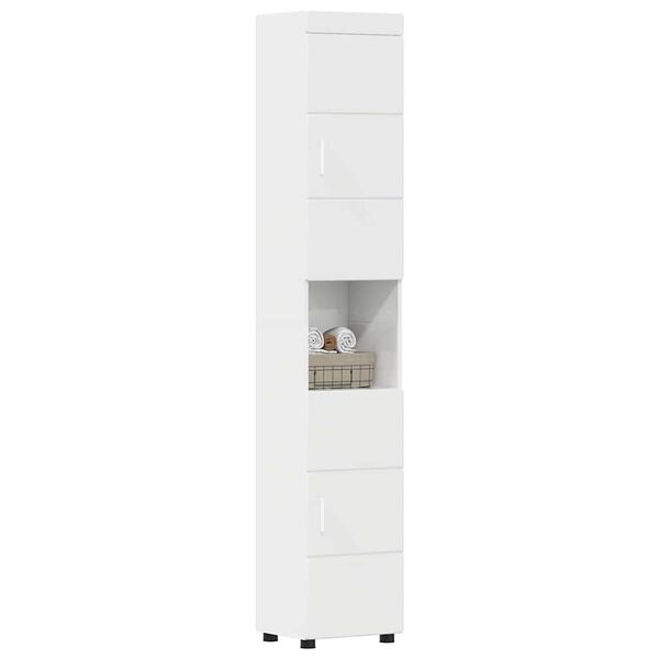 vidaXL Bathroom Cabinet Set TULUM High Gloss White 37 x 31.5 x 203 cm