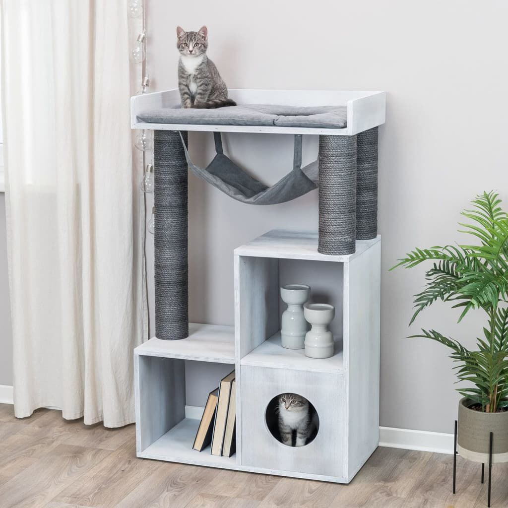 Grey cat sales scratching post