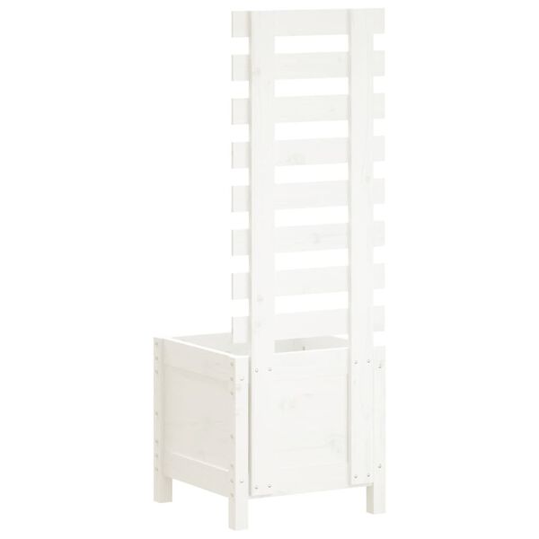 vidaXL Garden Planter with Rack White 39x39.5x114 cm Solid Wood Pine