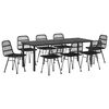 vidaXL Garden Dining Set 9 pcs Black Powder-Coated Steel