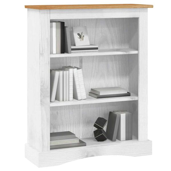 vidaXL 3-Tier Bookcase Mexican Pine Corona Range White 81x29x100 cm