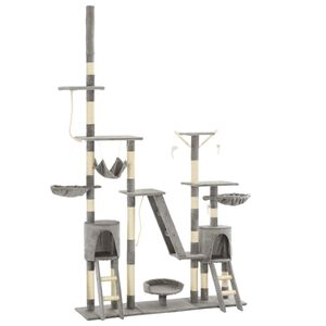 vidaXL Cat Tree with Sisal Scratching Posts 230-250 cm Grey