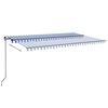 vidaXL Manual Retractable Awning with LED 500x300 cm Blue and White