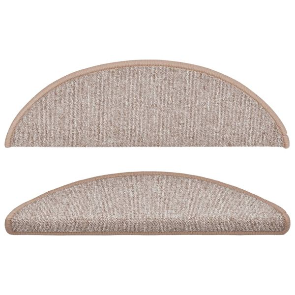 vidaXL Stair Mats 15 pcs 56x17x3 cm Light Brown Half Round
