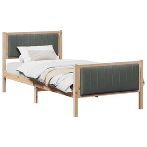 vidaXL Bed frame Brown and dark grey 90 x 200 cm Solid pine wood