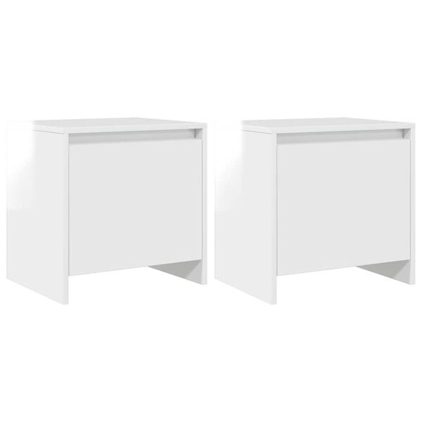 vidaXL Bedside Cabinets 2 pcs High Gloss White 45x34x44.5 cm Engineered Wood