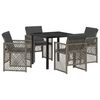 vidaXL Garden Dining Set 5 pcs Grey Poly Rattan