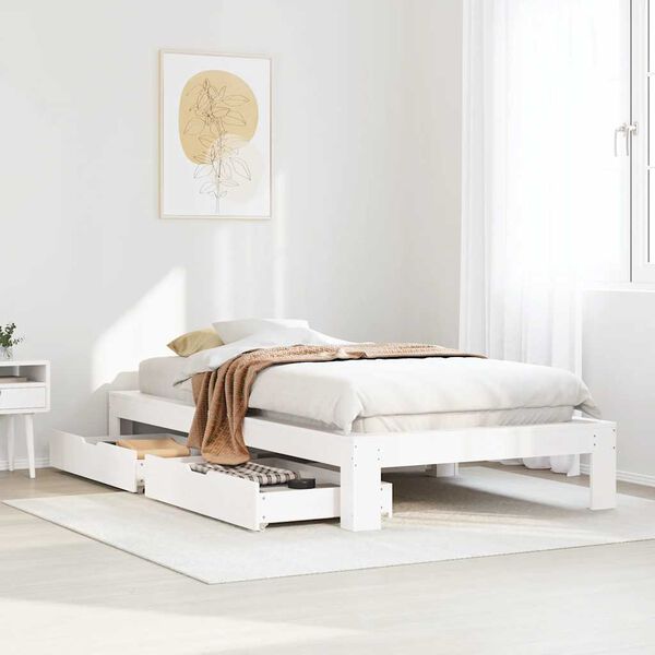 vidaXL Bed Frame without Mattress White 90x190 cm Single Solid Wood Pine