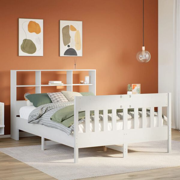 vidaXL Bed Frame without Mattress White 140x200 cm Solid Wood Pine