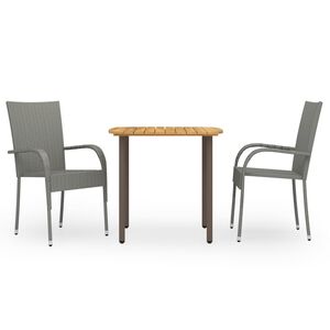 vidaXL Dining Set | Grey | Solid acacia wood | Medium | Stackable | Dining Set