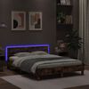 vidaXL Bed Frame with LED without Mattress Smoked Oak 140x190 cm