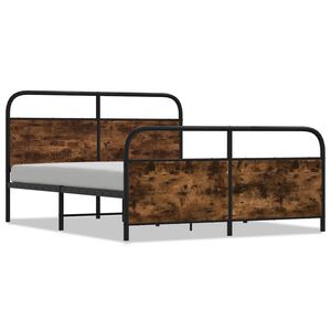 vidaXL Metal Bed Frame without Mattress Smoked Oak 150x200 cm King Size