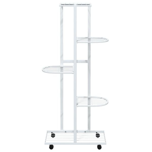 vidaXL 5-Floor Flower Stand with Wheels 44x23x100 cm White Iron