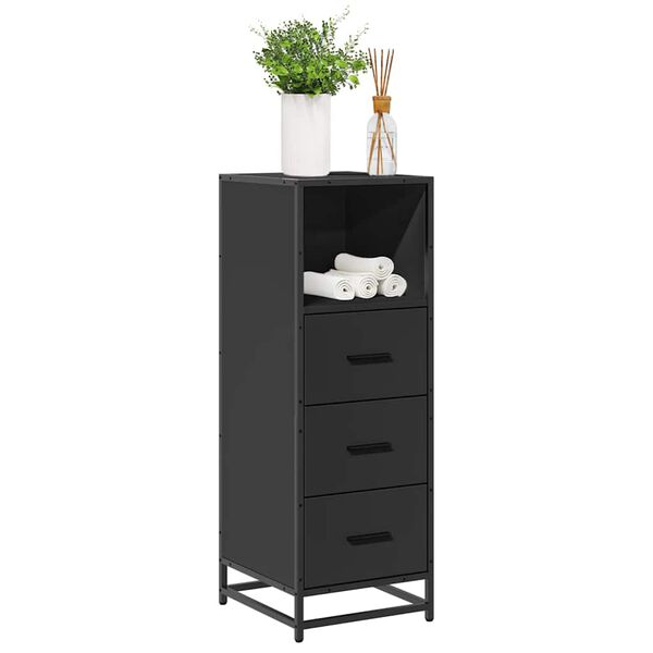 vidaXL Bathroom Cabinet Black 35x37.5x100 cm Engineered Wood