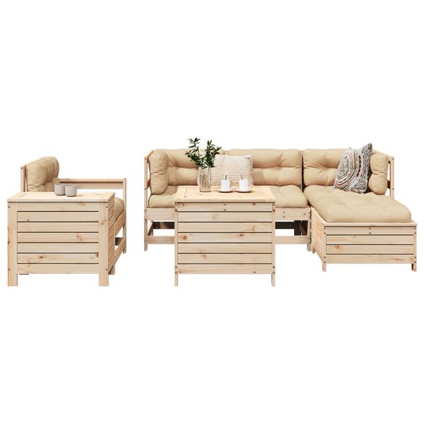 vidaXL 7 Piece Garden Sofa Set Solid Wood Pine