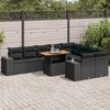 vidaXL 10 Piece Garden Sofa Set with Cushions Black Poly Rattan Acacia