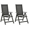 vidaXL Folding Chairs 2 pcs Textilene and Aluminium Black
