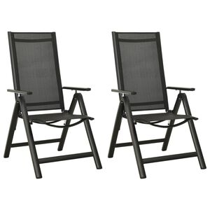 vidaXL Folding Chairs 2 pcs Textilene and Aluminium Black