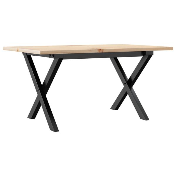 vidaXL Coffee Table X-Frame 80x50x40 cm Solid Wood Pine and Steel