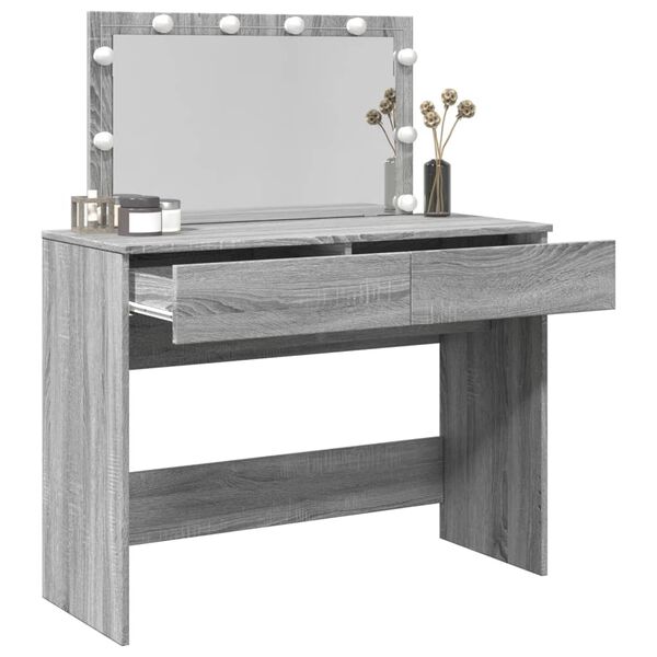 vidaXL Dressing Table with LED Grey Sonoma 100x40x120 cm