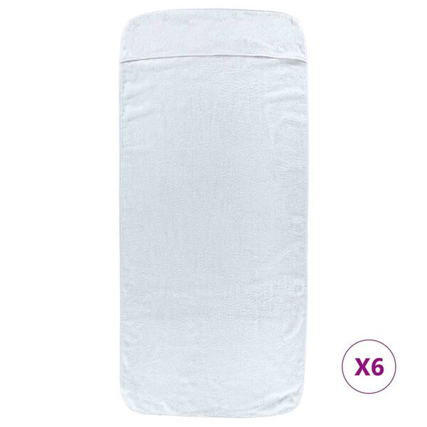 vidaXL Beach Towels 6 pcs White 60x135 cm Fabric 400 GSM