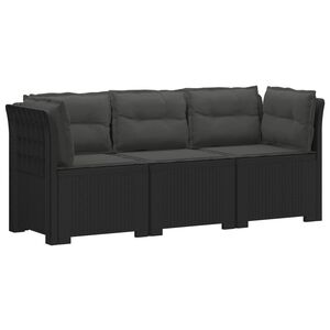 vidaXL 3-Seater Garden Sofa with Cushions Rattan Look PP Anthracite