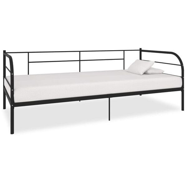 vidaXL DayBed Frame without Mattress Black Metal 90x200 cm