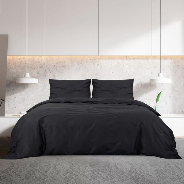 vidaXL Duvet Cover Set Black 260x240 cm Light-weight Microfiber
