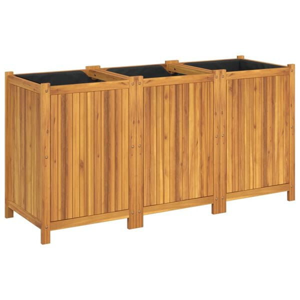 vidaXL Garden Planter with Liner 150x50x75 cm Solid Wood Acacia