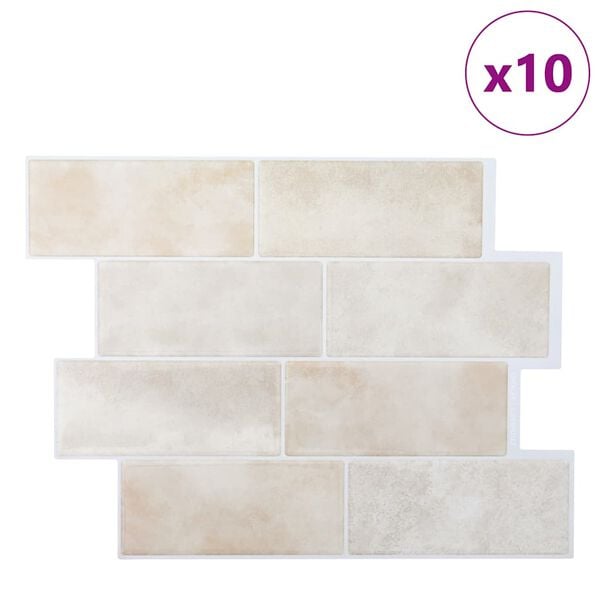 vidaXL Decorative Stickers 10 pcs Beige Marble 29.4 x 21.4 cm