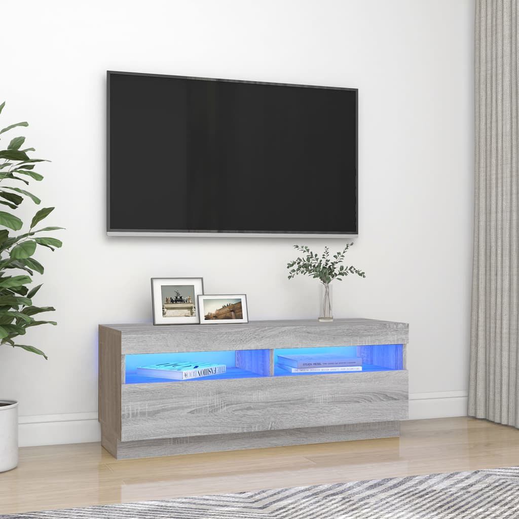 vidaXL TV Cabinet with LED Lights Grey Sonoma 100x35x40 cm vidaXL