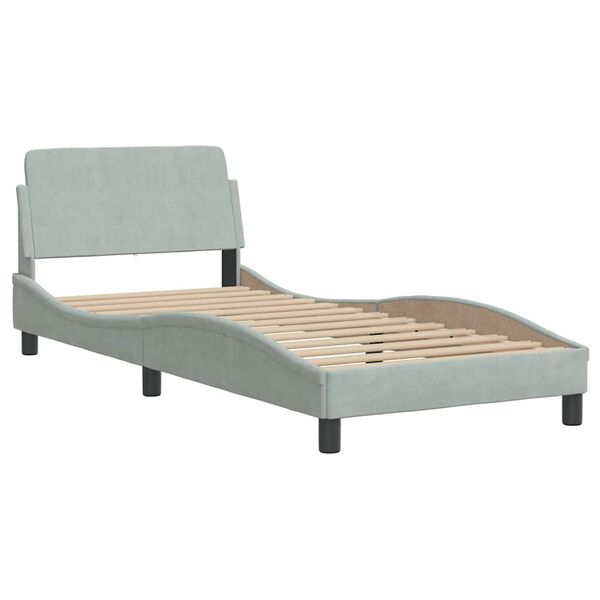 vidaXL Bed Frame "Dover" Light Grey 90x190 cm Single Velvet