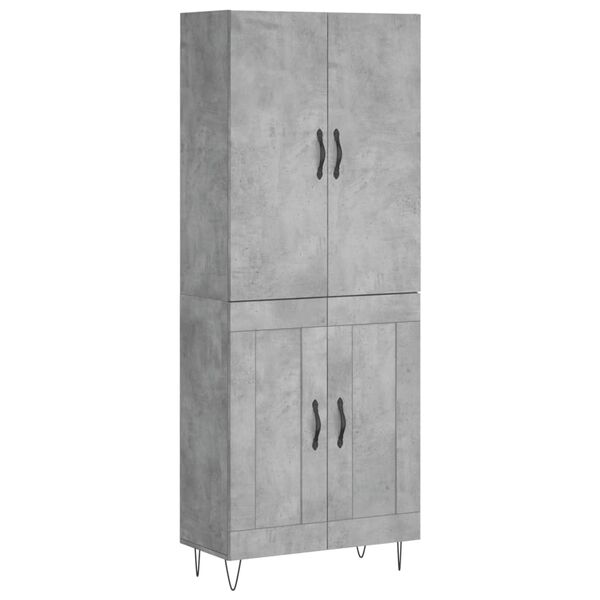 vidaXL Highboard Concrete Grey 69.5x34x180 cm Engineered Wood