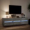 vidaXL TV Wall Cabinet with LED Grey Sonoma 180x31x45 cm