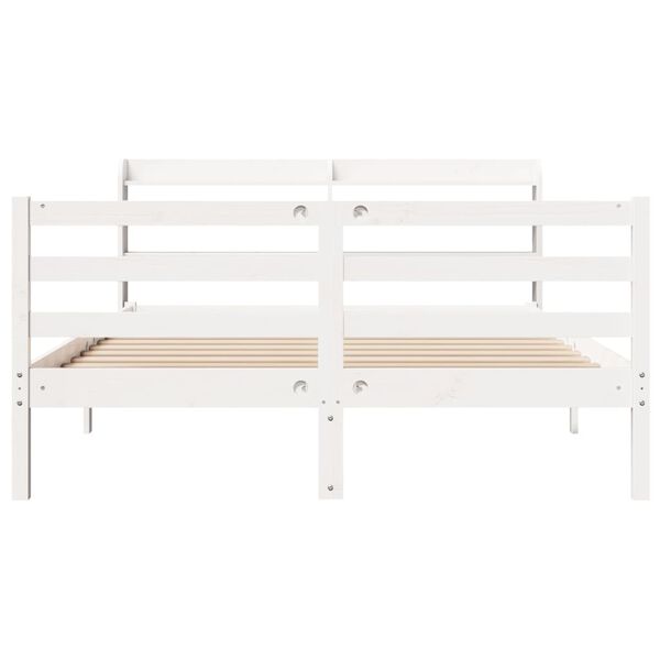 vidaXL Bed Frame with Headboard without Mattress White 160x200 cm