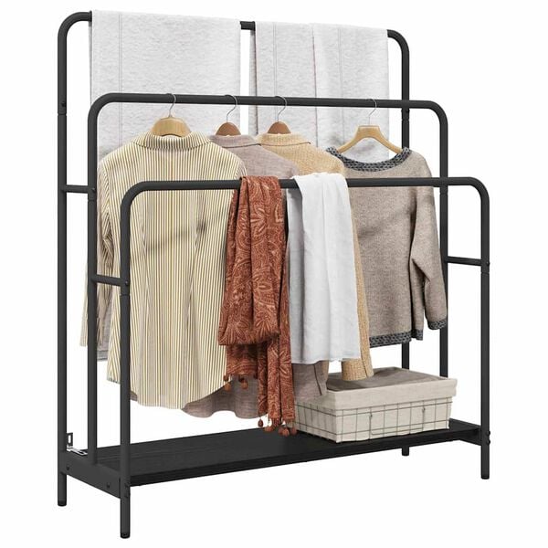 vidaXL Cloth Rack Black Oak 90 x 30 x 100.5 cm Engineered wood