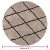 vidaXL Shaggy Rug High Pile Beige and Anthracite &phi;120 cm