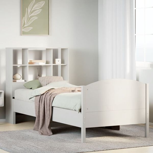 vidaXL Bookcase Bed without Mattress White 90x200cm Solid Wood Pine